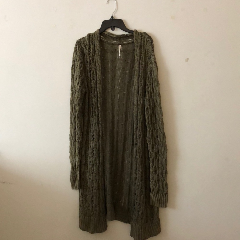 Free People Green Knit Cardigan